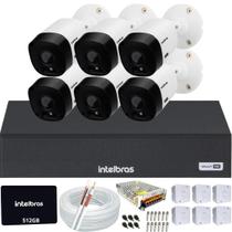 Kit 6 Câmeras Intelbras 1120b Hd DVR Mhdx 1108-c Com SSD 512gb
