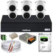 Kit 6 Câmeras Intelbras 1220D mic Dvr 3008-C Canais Audio Som hd 3tb