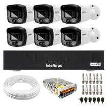 Kit 6 Câmeras Intelbras Bullet Multi HD VHD 3240 Full Color + IR Full HD, DVR Intelbras MHDX 3108-C 8 Canais