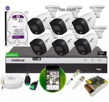 Kit 6 Cameras Intelbras Full Color Dvr 8ch Full C/ Purple 1t