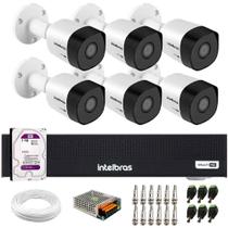 Kit 6 Câmeras Intelbras HD 720p VHD 3120 B G7 com Lente 3,6mm Visão Noturna 20m IP67, Dvr Intelbras MHDX 1008-C 8 Canais, HD 1TB