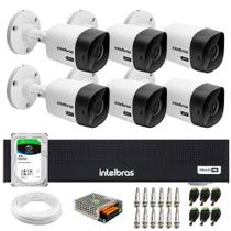 Kit 6 Câmeras Intelbras VHC 1120 B HD 720p Visão Noturna 20m IP66 + Gravador Digital de vídeo Intelbras MHDX 1108-C + HD SkyHawk 1TB