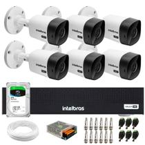 Kit 6 Câmeras Intelbras VHC 1120 B HD 720p Visão Noturna 20m IP66 + Gravador Digital de vídeo Intelbras MHDX 1108-C + HD SkyHawk 2TB