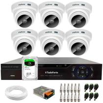 Kit 6 Câmeras Intelbras VHC 1120 D HD 720p Dome Infravermelho de 20 metros Lente 2.8mm + Dvr Tudo Forte TFHDX 3308 Full HD 8 Canais + HD 2TB BarraCuda