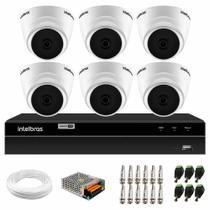 Kit 6 Câmeras Intelbras VHD 1120 Dome G7 HD 720p, Lente 2.8mm, Visão Noturna 20M + DVR Intelbras MHDX 1308 8 Canais Multi HD