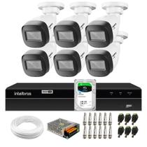 Kit 6 Câmeras Intelbras VHD 1130 B HD 720p Bullet com Lente 2.8mm Visão Noturna 30m Resistente à Chuva IP67 + DVR 8 canais MHDX 1208 + HD 1TB