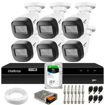 Kit 6 Câmeras Intelbras VHD 1130 B HD 720p Bullet com Lente 2.8mm Visão Noturna 30m Resistente à Chuva IP67 + DVR 8 canais MHDX 1208 + HD 2TB