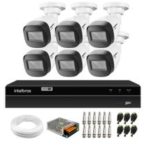 Kit 6 Câmeras Intelbras VHD 1130 B HD 720p Bullet Lente 2.8mm Visão Noturna 30m Resistente á Chuva IP67 + DVR Intelbras MHDX 1308 8 Canais Multi HD