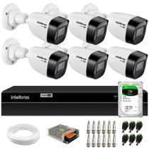 Kit 6 Câmeras Intelbras VHD 1130 B HD 720p Lente 2.8mm Visão Noturna 30m Resistente à Chuva IP67 + DVR Intelbras MHDX 1208 8 Canais + 2TB BarraCuda