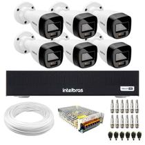 Kit 6 Câmeras Intelbras VHD 1220 B G7 Full Color Bullet Full HD 1080p Multi HD IR 20m + DVR Gravador de Vídeo Intelbras MHDX 3108-C