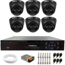 Kit 6 Câmeras Intelbras VHD 1220 D Dome Black Full HD 1080p, Lente 2.8mm, Visão Noturna 20m + Dvr Tudo Forte TFHDX 3308 8 Canais Com App Xmeye