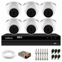 Kit 6 Câmeras Intelbras VHD 1220 D Dome Infra 20mts Full HD 1080 DVR MHDX 1108 Intelbras com app