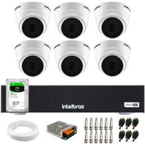 Kit 6 Câmeras Intelbras VHD 1220 D G7 Dome Full HD 1080p Lente 2.8mm Visão Noturna 20m + DVR Intelbras MHDX 3108-C 8 Canais + HD 2TB BarraCuda