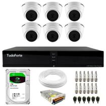 Kit 6 Câmeras Intelbras VHD 1220 D G7 Dome Full HD 1080p Lente 2.8mm Visão Noturna 20m + Dvr Tudo Forte TFHDX 3308 8 Canais + HD 1TB BarraCuda