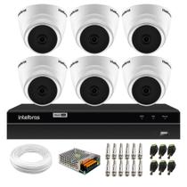 Kit 6 Câmeras Intelbras VHD 1220 D G7 Dome Full HD com Visão Noturna de 20m Multi HD + DVR Intelbras MHDX 1208 8 Canais