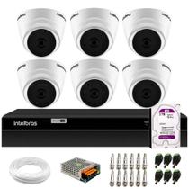 Kit 6 Câmeras Intelbras VHD 1220 G7 Dome Full HD com Visão Noturna Infravermelho de 20m Multi HD + DVR Intelbras MHDX 1208 8 Canais + HD 2TB Purple