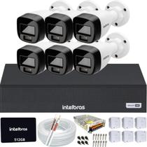 Kit 6 Câmeras Intelbras Vhd 1220b Full Color DVR Mhdx 1108c SSD 512gb colorido noite