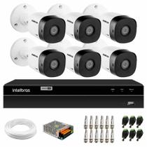 Kit 6 Câmeras Intelbras VHD 1230 B Bullet Full HD 1080p HDCVI Visão Noturna 30m Proteção IP67 Menu OSD + DVR Intelbras MHDX 1208 com 8 Canais