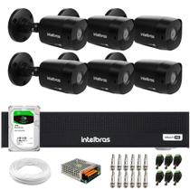 Kit 6 Câmeras Intelbras VHD 1230 B Full HD 1080p Bullet Black G7 Visão Noturna 30m IP67 + Dvr Intelbras MHDX 1008-C 8 Canais + HD 2TB BarraCuda