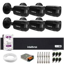 Kit 6 Câmeras Intelbras VHD 1230 B Full HD 1080p Bullet Black G7 Visão Noturna 30m IP67 + DVR Intelbras MHDX 3108-C 8 Canais + HD 1TB Purple