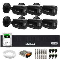 Kit 6 Câmeras Intelbras VHD 1230 B Full HD 1080p Bullet Black G7 Visão Noturna 30m IP67 + DVR Intelbras MHDX 3108-C 8 Canais + HD 2TB BarraCuda