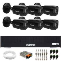 Kit 6 Câmeras Intelbras VHD 1230 B Full HD 1080p Bullet Black G7 Visão Noturna 30m IP67 + DVR Intelbras MHDX 3108-C 8 Canais