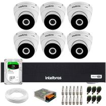 Kit 6 Câmeras Intelbras VHD 3130 D G7 HD 720p Dome Infravermelho de 30m Proteção IP67 + Dvr Intelbras MHDX 1008-C 8 Canais + HD 2TB BarraCuda