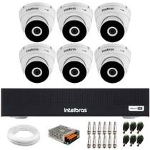 Kit 6 Câmeras Intelbras VHD 3130 D G7 HD 720p Dome Infravermelho de 30m Proteção IP67 + Dvr Intelbras MHDX 1108-C 8 Canais