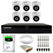 Kit 6 Câmeras Intelbras VHD 3230 D G7 Dome Full HD Visão Noturna de 30m IP67 + Dvr Tudo Forte TFHDX 3308 8 Canais Com App Xmeye + HD 2TB BarraCuda