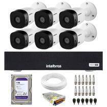 Kit 6 Câmeras Intelbras VHL 1120 B HDCVI HD 720p Visão Noturna 20m IP66 + DVR MHDX 1108-C + HD 1TB