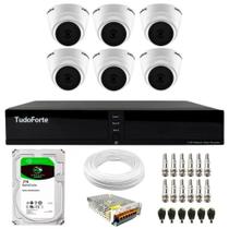 Kit 6 Câmeras Intelbras VHL 1120 D HDCVI Lite Dome HD 720p Lente 3.6mm Visão Noturna 20m + Dvr Tudo Forte TFHDX 3308 8 Canais + HD 2TB BarraCuda