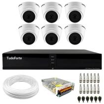 Kit 6 Câmeras Intelbras VHL 1120 D HDCVI Lite Dome HD 720p Lente 3.6mm Visão Noturna 20m + Dvr Tudo Forte TFHDX 3308 Full HD 8 Canais Com App Xmeye