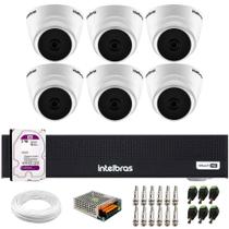 Kit 6 Câmeras Intelbras VHL 1120 D HDCVI Lite HD 720p Lente 3.6mm com Visão Noturna de 20m + Dvr Intelbras MHDX 1008-C 8 Canais + HD 2TB Purple