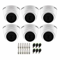 Kit 6 Câmeras Intelbras VHL 1120 Dome HDCVI Lite HD 720p Lente 3.6mm com Visão Noturna Infravermelho de 20m + Conectores