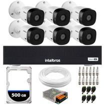 Kit 6 Câmeras Intelbras VHL 1220 B Full HD 1080p Visão Noturna 20m Proteção IP66 + DVR Gravador MHDX 1008-C 8 Canais + HD 500GB