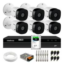 Kit 6 Câmeras Intelbras VHL 1220 B G2 Full HD 1080p Bullet HDCVI Lite + DVR 8 canais MHDX 1308 Detecção Inteligente de Movimento + HD 1TB SkyHawk