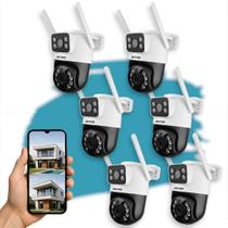 Kit 6 Câmeras Jortan Wifi Lente Dupla Externa Visão Noturna
