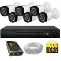 Kit 6 Cameras Segurança 1080 Full Hd 2 Mp Dvr 8 Ch Multi Hd 8ch Alta Resolução c/ Acessórios s/hd