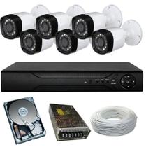 Kit 6 Cameras Segurança 720 Hd 1 Mp Dvr 8 Canais Multi Hd 8ch Alta Resolução c/ Acessórios