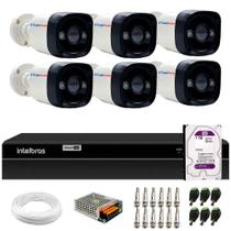 Kit 6 Câmeras TF 710 B Full Color ColorVu Full HD 1080p Bullet Visão Noturna Colorida 20m + DVR Intelbras MHDX 1208 8 Canais + HD 1TB Purple