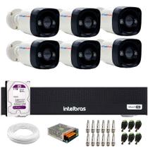 Kit 6 Câmeras TF 710 B Full Color ColorVu Full HD 1080p Bullet Visão Noturna Colorida 20m + DVR Intelbras MHDX 3008-C 8 Canais + HD 1TB Purple