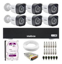 Kit 6 Câmeras Tudo Forte TF 2020 B Full HD 1080p Bullet Visão Noturna 20M Proteção IP66 + DVR Intelbras MHDX 3108-C 8 Canais + HD 2TB Purple