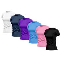 Kit 6 Camisas Feminina Manga Curta Dry Fit Proteção Uv