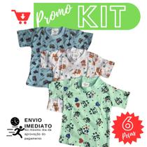 KIT 6 camiseta manga curta bebê camisetinha menina menino - PWLK