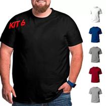 Kit 6 Camisetas Básica Masculina Plus Size 100% Algodão Lisa