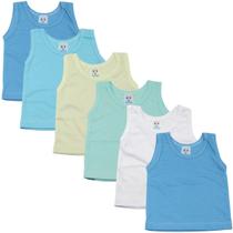 Kit 6 camisetas de bebê 100% algodão regata little baby 320