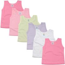 Kit 6 camisetas de bebê 100% algodão regata little baby 320