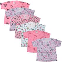 Kit 6 Camisetas de Criança 100% Algodão Meia Manga Little Baby 406