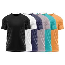 Kit 6 Camisetas Dry Fit Uv Masculina Blusa Camisa Fitness Academia Basica Lisa Preto/Branco