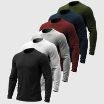 Kit 6 Camisetas Manga Longa Masculina Slim Algodão Lisa Fafenix Gola Redonda Kit 6 Camisetas Manga Longa Masculina Slim Algodão Lisa Fafenix Gola Redonda